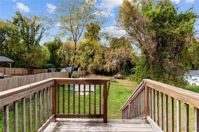 734 Harrison St, Petersburg, VA 23803 - wooden deck featuring a fenced backyard and a yard