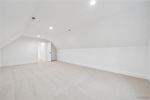2355 Cedar Hill Rd, Mineral, VA 23117 - additional living space featuring light carpet, baseboards, recessed lighting, visible vents, and lofted ceiling
