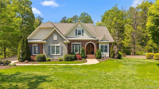 12712 Dell Hill Ct, Chesterfield, VA 23831 - craftsman-style house with stone siding and a front lawn