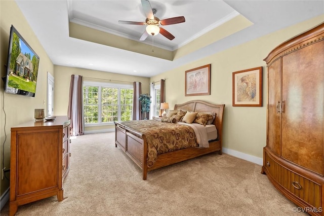 12712 Dell Hill Ct, Chesterfield, VA 23831 - bedroom with light colored carpet, baseboards, ornamental molding, and a raised ceiling