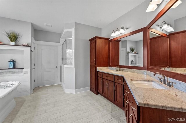 12712 Dell Hill Ct, Chesterfield, VA 23831 - full bath featuring double vanity, a shower stall, a soaking tub, and a sink
