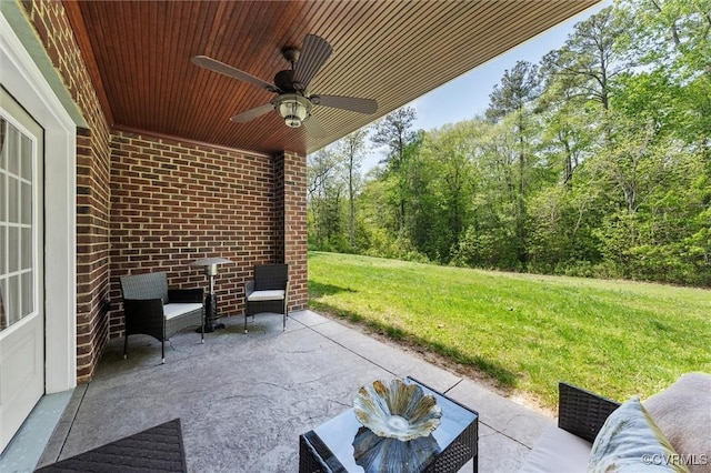 12712 Dell Hill Ct, Chesterfield, VA 23831 - view of patio / terrace featuring a wooded view and ceiling fan