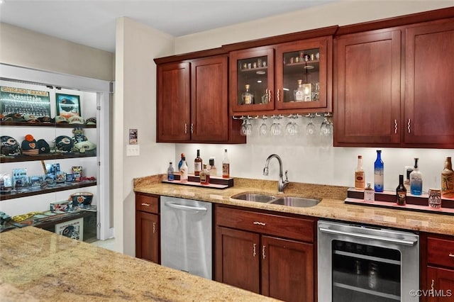 12712 Dell Hill Ct, Chesterfield, VA 23831 - bar featuring wine cooler, indoor wet bar, a sink, and dishwasher