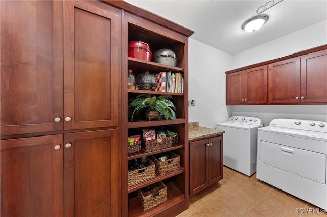 12712 Dell Hill Ct, Chesterfield, VA 23831 - clothes washing area with separate washer and dryer, cabinet space, and light tile patterned floors