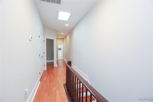 6 S Rowland St, Richmond, VA 23220 - corridor featuring recessed lighting, visible vents, an upstairs landing, light wood-style floors, and baseboards