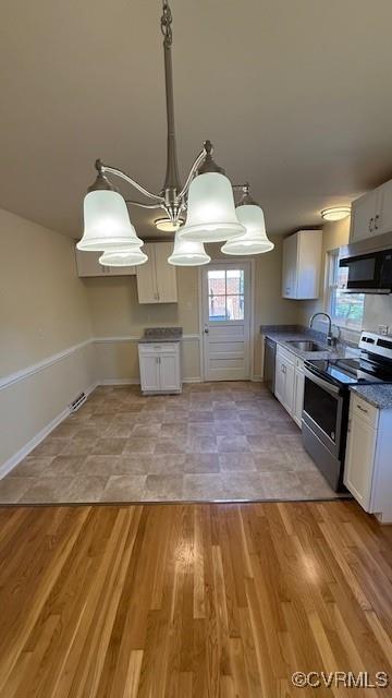 501 Faye St, Richmond, VA 23225 - kitchen featuring a wealth of natural light, appliances with stainless steel finishes, white cabinetry, and a sink