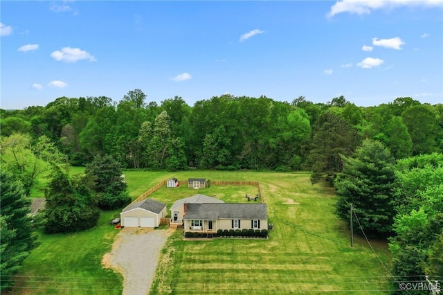 bird's eye view featuring a rural view