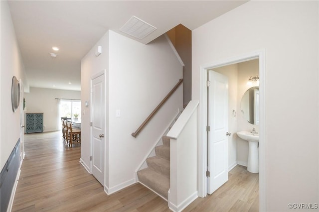 11513 Dunmore Mill Ter Unit 3-4, Chester, VA 23831 - staircase with recessed lighting, baseboards, visible vents, and wood finished floors
