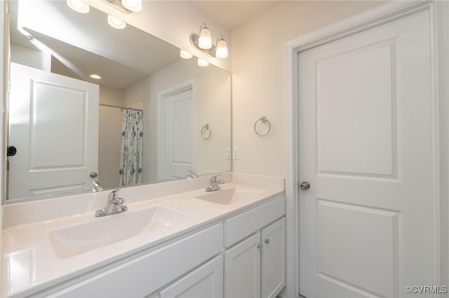 11513 Dunmore Mill Ter Unit 3-4, Chester, VA 23831 - full bath with a sink, double vanity, and a shower with shower curtain