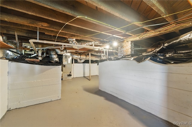 view of unfinished basement
