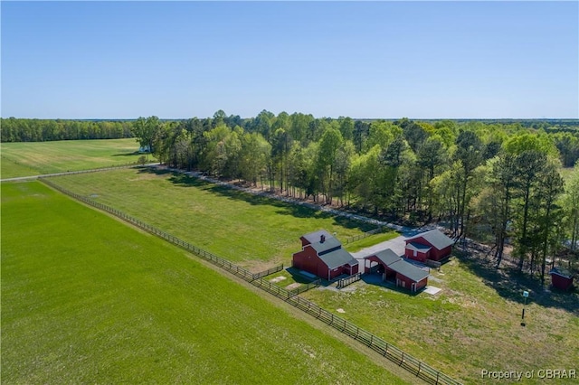 aerial view with a rural view