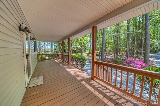 deck with covered porch