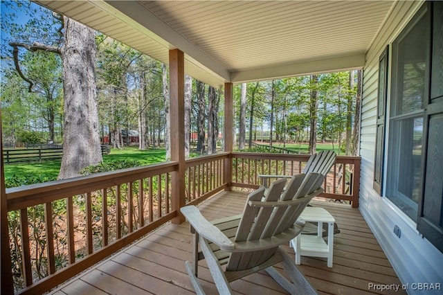 deck with a porch