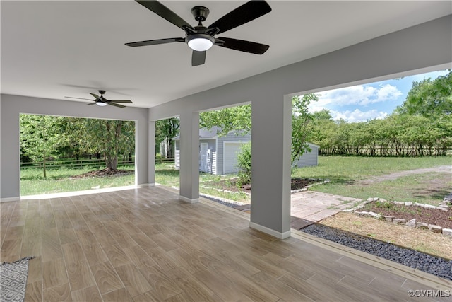 17072 Gun Barrel Rd, Montpelier, VA 23192 - view of patio with a ceiling fan and an outdoor structure