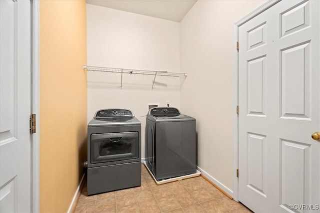 156 Hawk Nest Ct, Richmond, VA 23227 - washroom featuring separate washer and dryer, baseboards, and light tile patterned floors