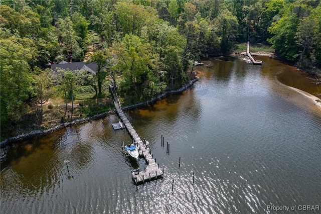 555 Rio Vis, Irvington, VA 22576 - aerial view featuring a wooded view and a water view