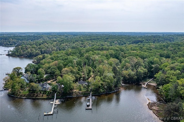 555 Rio Vis, Irvington, VA 22576 - drone / aerial view with a wooded view and a water view
