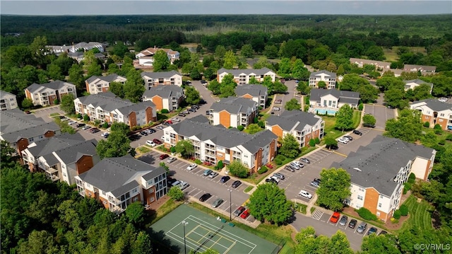 aerial view of a heavily wooded area
