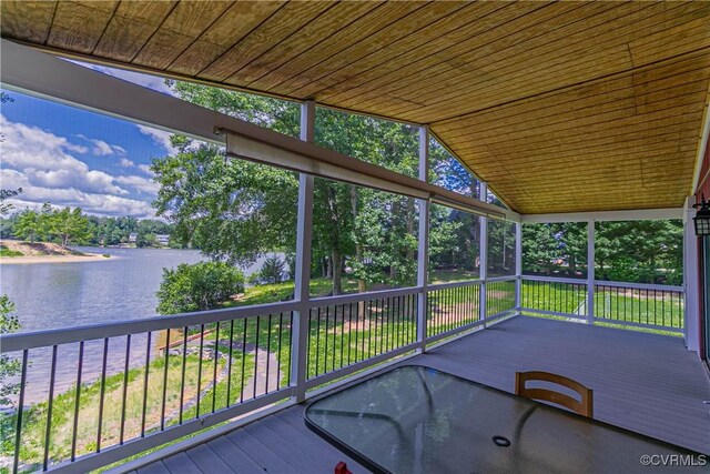 10 Mahon, Ruther Glen, VA 22546 - unfurnished sunroom with a water view and lofted ceiling