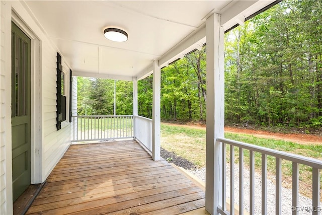 wooden terrace with covered porch