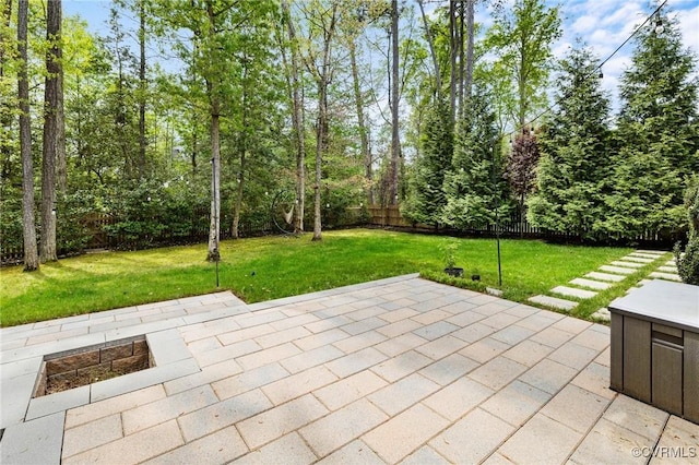 view of patio featuring a fenced backyard
