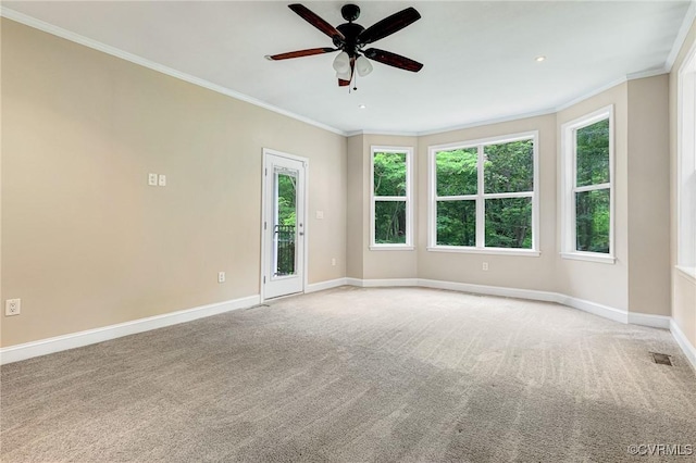 9073 Pine Hill Rd, Mechanicsville, VA 23116 - carpeted spare room with ornamental molding, ceiling fan, healthy amount of natural light, and recessed lighting