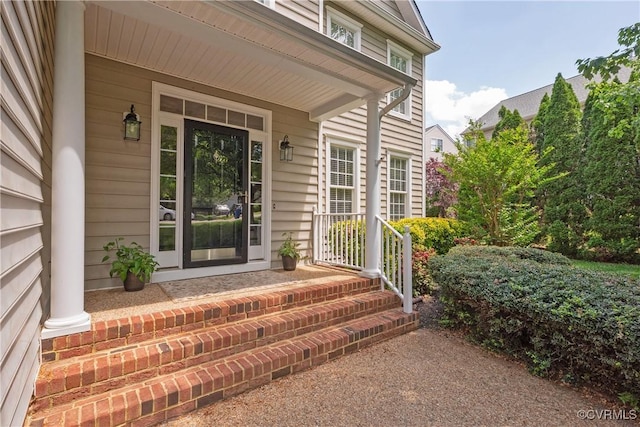 property entrance with a porch