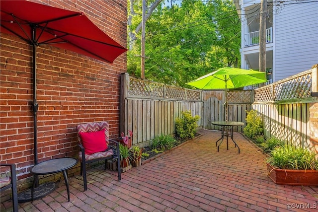 view of patio featuring a fenced backyard