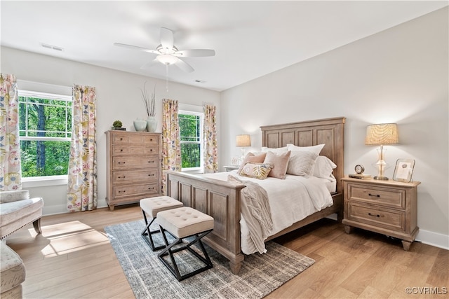 LOT53 Wendenburg Cir, Aylett, VA 23009 - bedroom featuring visible vents, light wood-type flooring, ceiling fan, and multiple windows