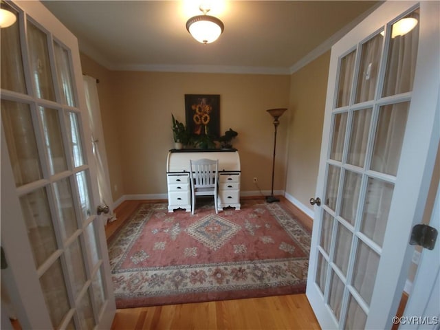 8313 Kalliope Ct, Chesterfield, VA 23838 - office with french doors, crown molding, wood finished floors, and baseboards