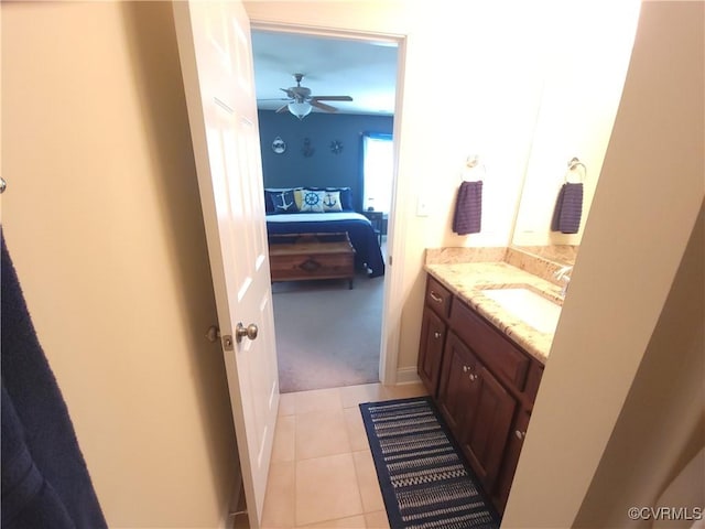 8313 Kalliope Ct, Chesterfield, VA 23838 - bathroom featuring connected bathroom, vanity, a ceiling fan, and tile patterned flooring