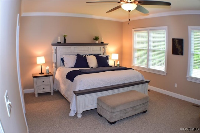 8313 Kalliope Ct, Chesterfield, VA 23838 - bedroom with crown molding, light carpet, baseboards, and ceiling fan