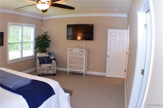 8313 Kalliope Ct, Chesterfield, VA 23838 - bedroom featuring ornamental molding, carpet, baseboards, and a ceiling fan