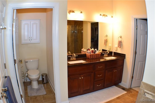 8313 Kalliope Ct, Chesterfield, VA 23838 - bathroom featuring tile patterned flooring, a shower stall, double vanity, and toilet