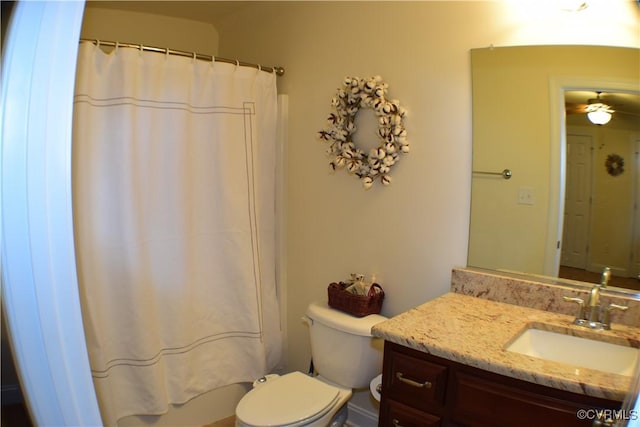 8313 Kalliope Ct, Chesterfield, VA 23838 - full bathroom with toilet, vanity, curtained shower, and a ceiling fan