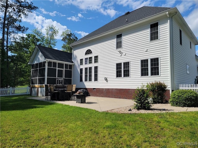 8313 Kalliope Ct, Chesterfield, VA 23838 - rear view of property featuring a sunroom and a patio