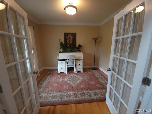 8313 Kalliope Ct, Chesterfield, VA 23838 - office space with french doors, crown molding, and wood finished floors