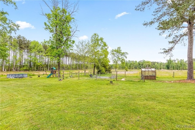 view of yard with a playground
