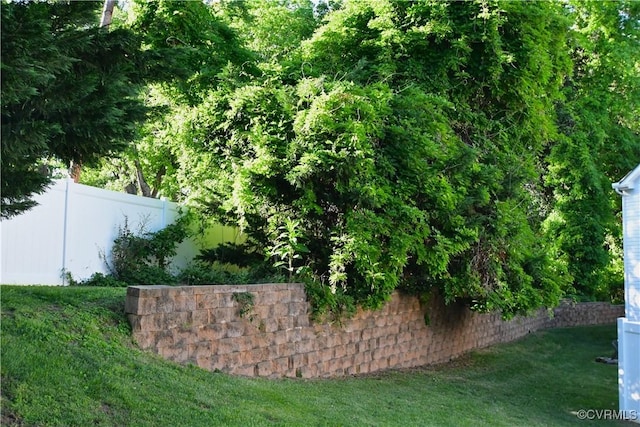 view of yard featuring a fenced backyard