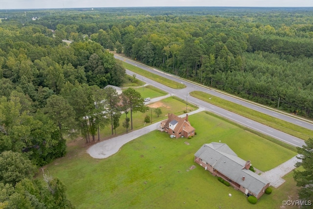 aerial view with a forest view