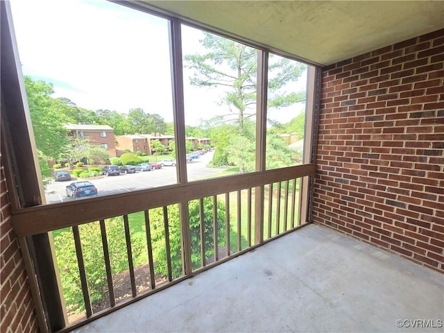 view of unfurnished sunroom