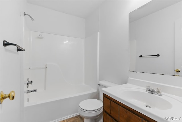 full bathroom featuring vanity, shower / bathtub combination, and toilet
