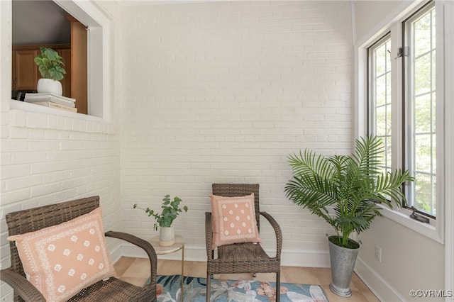 living area with baseboards