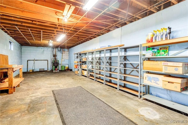 unfinished below grade area featuring concrete block wall