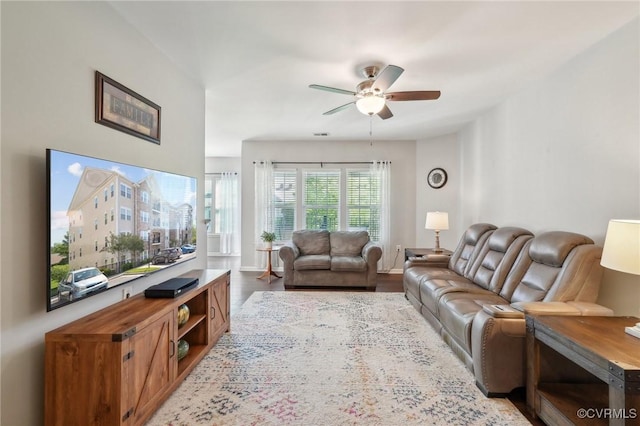 14000 Briars Cir Unit 202, Midlothian, VA 23114 - living area featuring a ceiling fan and wood finished floors