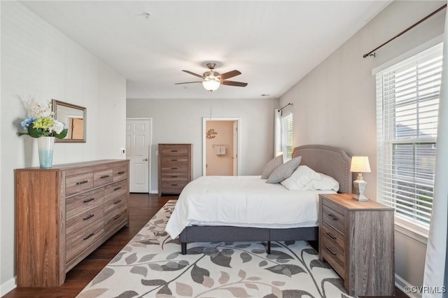 14000 Briars Cir Unit 202, Midlothian, VA 23114 - bedroom with ceiling fan, ensuite bathroom, and dark wood-type flooring