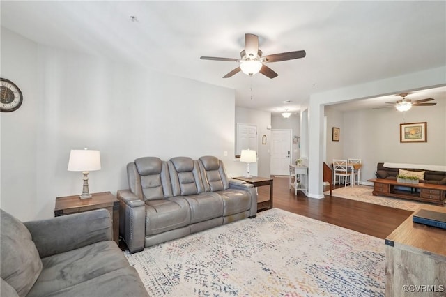 14000 Briars Cir Unit 202, Midlothian, VA 23114 - living area with a ceiling fan, baseboards, and wood finished floors