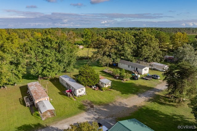 aerial view with a wooded view