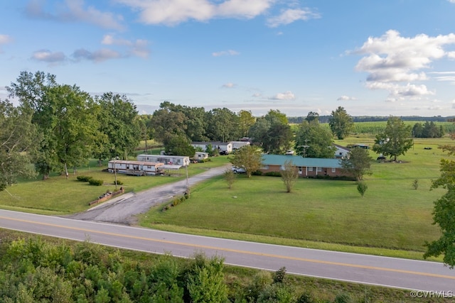 aerial view with a rural view