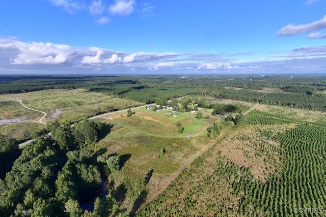 birds eye view of property with a rural view